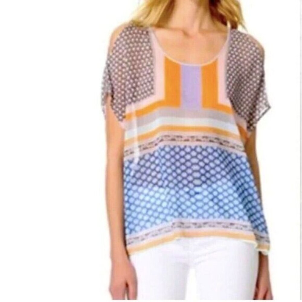 Clover Canyon Scarf Print Sheer Blouse Size Medium Pre-owned